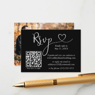 Calligrafie Hartfoto QR RSVP Weddenschap Informatiekaartje