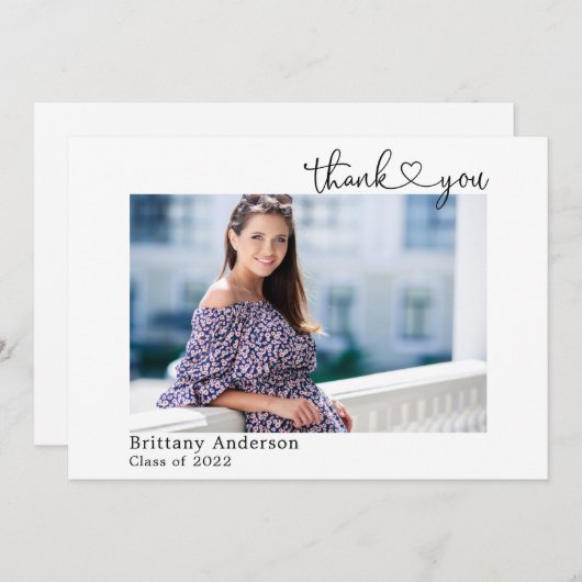 Calligrafie - hartscript Afstuderen foto Bedankkaart (Voorkant / Achterkant)