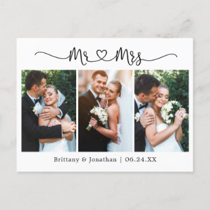 Calligrafie Heart Wedding 3 Foto Dank je Briefkaart