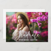 Calligrafie Ink Pen Script Foto Afstuderen Aankondiging (Voorkant / Achterkant)