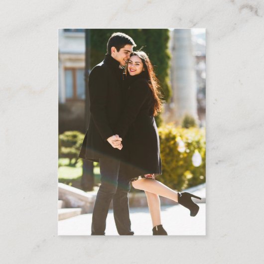 Calligrafie inkt script foto bruiloft QR RSVP Informatiekaartje (Achterkant)