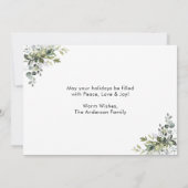 Calligrafie inkt Script Greenery Fotokerstmis Feestdagenkaart (Achterkant)