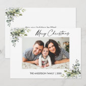 Calligrafie inkt Script Greenery Fotokerstmis Feestdagenkaart (Voorkant / Achterkant)