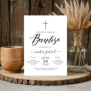 Calligrafie Invitacion de Bautizo Para Niño Black Kaart