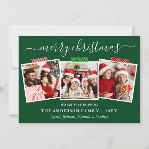Calligrafie Kerstmis 3 Fotograft Tape Green Feestdagenkaart