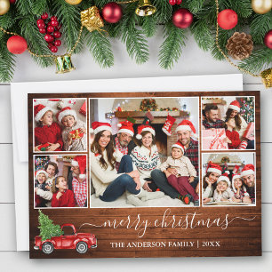 Calligrafie Kerstmis Rood Truck 5 Foto Feestdagenkaart