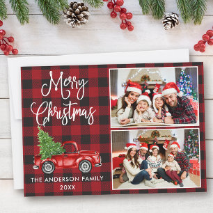 Calligrafie Kerstmis  Truck 2 Foto geplakt Feestdagenkaart