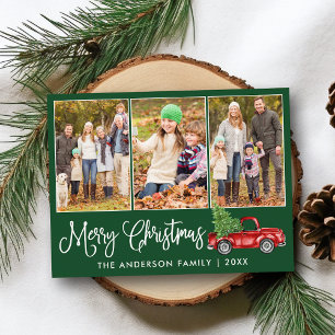 Calligrafie Kerstmis  Truck Green 3 Foto's Briefkaart