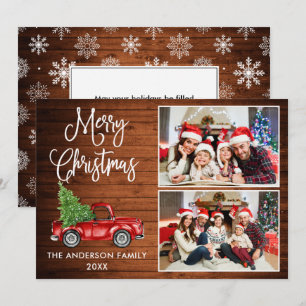 Calligrafie Kerstmis  Truck Wood 2 Foto Feestdagenkaart