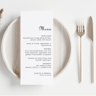 Calligrafie Klassieke minimalistische bruiloft Men Menu