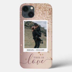 Calligrafie Koppeling Foto Roos Gold Glitter iPhone 13 Hoesje
