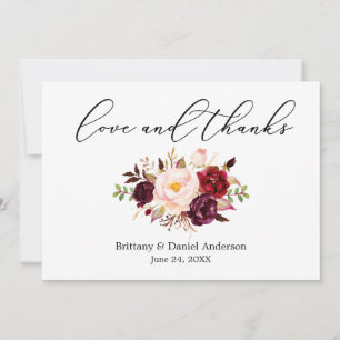 Calligrafie Liefde Bedankt Bloemen Bourgogne
