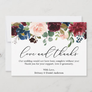 Calligrafie Liefde Bedankt Bourgondië Blauwe Bloem