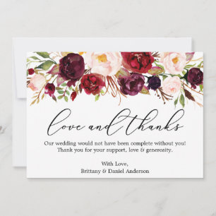 Calligrafie Liefde Bedankt Bourgondië Bloemen