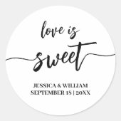 calligrafie liefde is een leuke bruiloft ronde sticker (Voorkant)