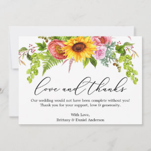 Calligrafie Love Bedankt Sunflower Greeneral Flora