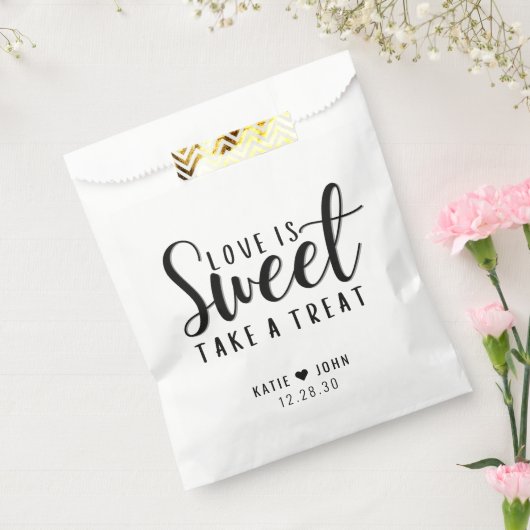 Calligrafie Love is Sweet Take a Treat Wedding Bedankzakje (Gezegeld)