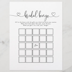 Calligrafie Love Script Bridal Bingo Game