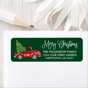 Calligrafie Manuscript  Truck Green Kerstmis Etiket