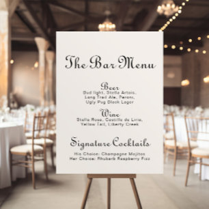 Calligrafie Minimalistische Bruiloftsbarmenu Poster