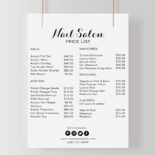 Calligrafie Minimalistische Nagelsalon Prijslijst