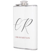 Calligrafie Monogram Naam Zwart Wit Aangepaste Gif Heupfles (Links)