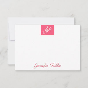 Calligrafie Monogrammen Elegant Pink Paarse Colors Notitiekaartje