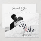 Calligrafie Mr & Mrs Wedding Bedankt Fotokaart (Voorkant / Achterkant)