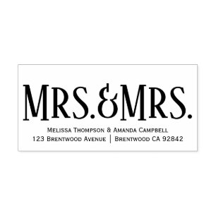 Calligrafie Mrs. & Mrs Personalized Rubber Stamp Zelfinktende Stempel