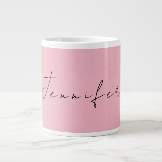 Calligrafie naam professionele effen roze vrouweli extra grote beker (Voorkant)