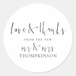 Calligrafie New Mr en Mrs Love and Bedankt Ronde Sticker