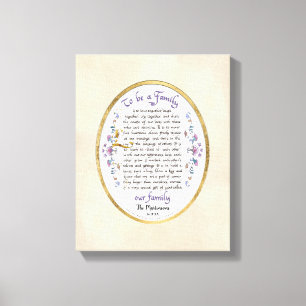 Calligrafie om een familieaudrey Jeanne w Name te Canvas Afdruk