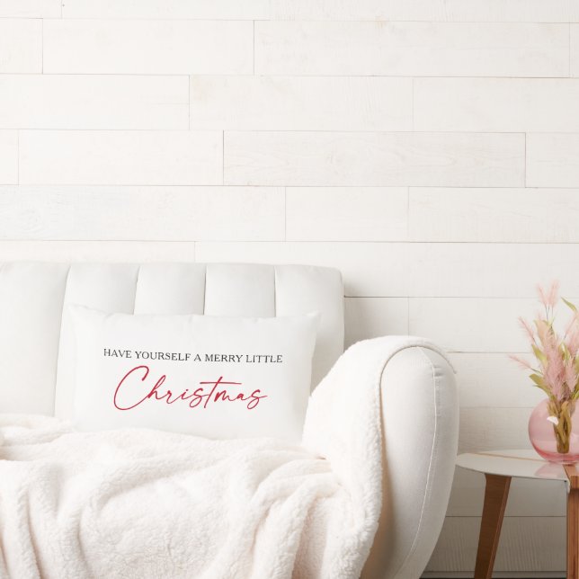 Calligrafie Rood Ink Pen Minimale Kerstmis Kussen (Bank)