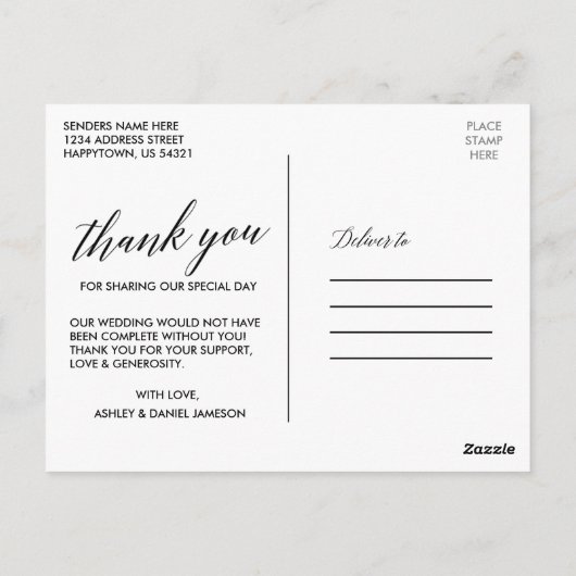 Calligrafie Roze Wit Floral Weddenschap Bedankt Briefkaart (Achterkant)