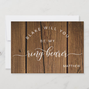 Calligrafie Rustic Wood, ben mijn Ring Bearer Card Notitiekaartje
