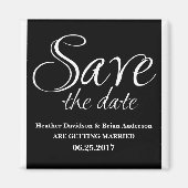 Calligrafie Save the Date Magnet, Black Magneet (Voorkant)