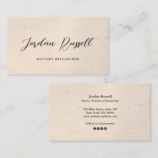 Calligrafie Script Aged Background Square Visitekaartje (Voorkant / Achterkant)