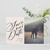 Calligrafie-script | Blush | Foto Save The Date (Staand voorkant)