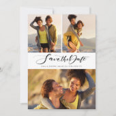 Calligrafie Script Foto Collage Save The Date (Voorkant)