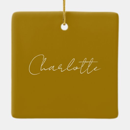 Calligrafie Script Gouden Kleur Eigen naam Bewerke Keramisch Ornament (Achterkant)