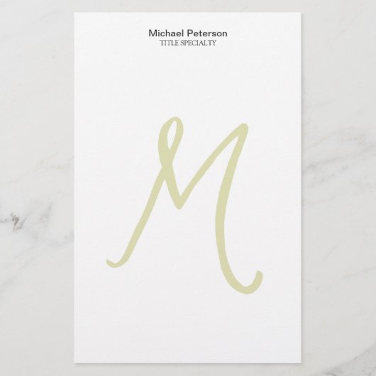Calligrafie Script Monogram Initiaal Modern Briefpapier (Voorkant)