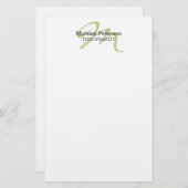 Calligrafie Script Monogram Initiaal Modern Briefpapier (Voorkant / Achterkant)