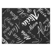 Calligrafie Script Naam Art Zwart Wit Modern Tafelkleed (Voorkant (Horizontaal))