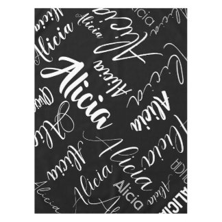 Calligrafie Script Naam Art Zwart Wit Modern Tafelkleed