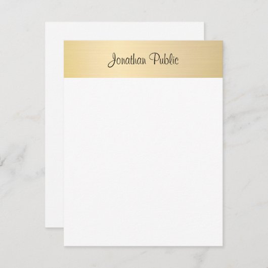 Calligrafie Script Naam Goud Wit Sjabloon Chic (Voorkant / Achterkant)