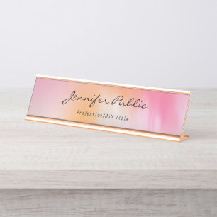 Calligrafie Script Roos Gold Modern Abstracte Kuns Bureau Naambordje