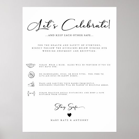 Calligrafie Script Sanitizing Station Wedding Poster (Voorkant)