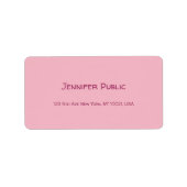 Calligrafie Script Text Elegant Pink Plain Moderne Etiket (Voorkant)
