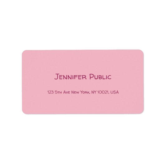 Calligrafie Script Text Elegant Pink Plain Moderne Etiket (Voorkant)