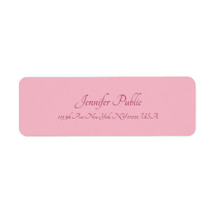 Calligrafie Script Text Elegant Pink Plain Moderne Etiket